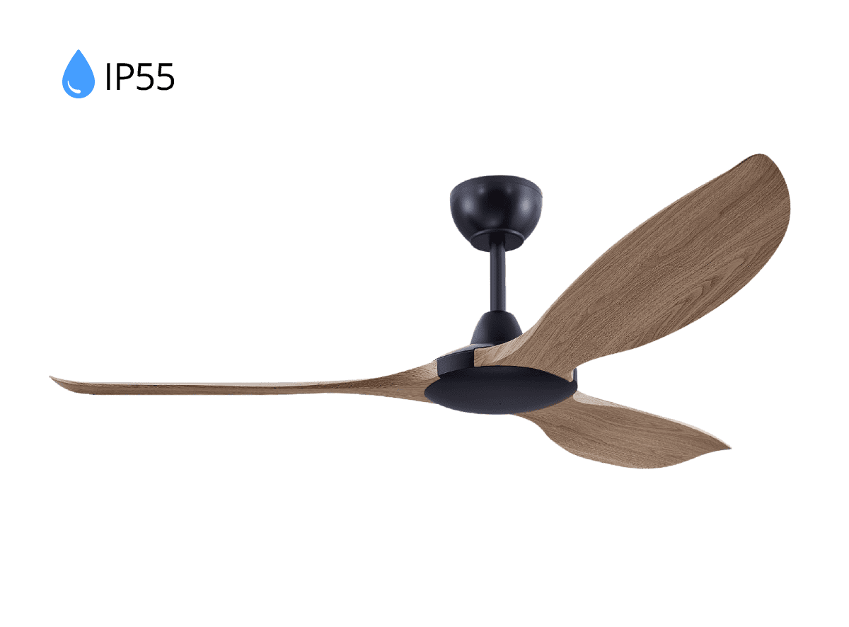 מאוורר תקרה עם להבים בצבע עץ TORNADO IP55 BLACK