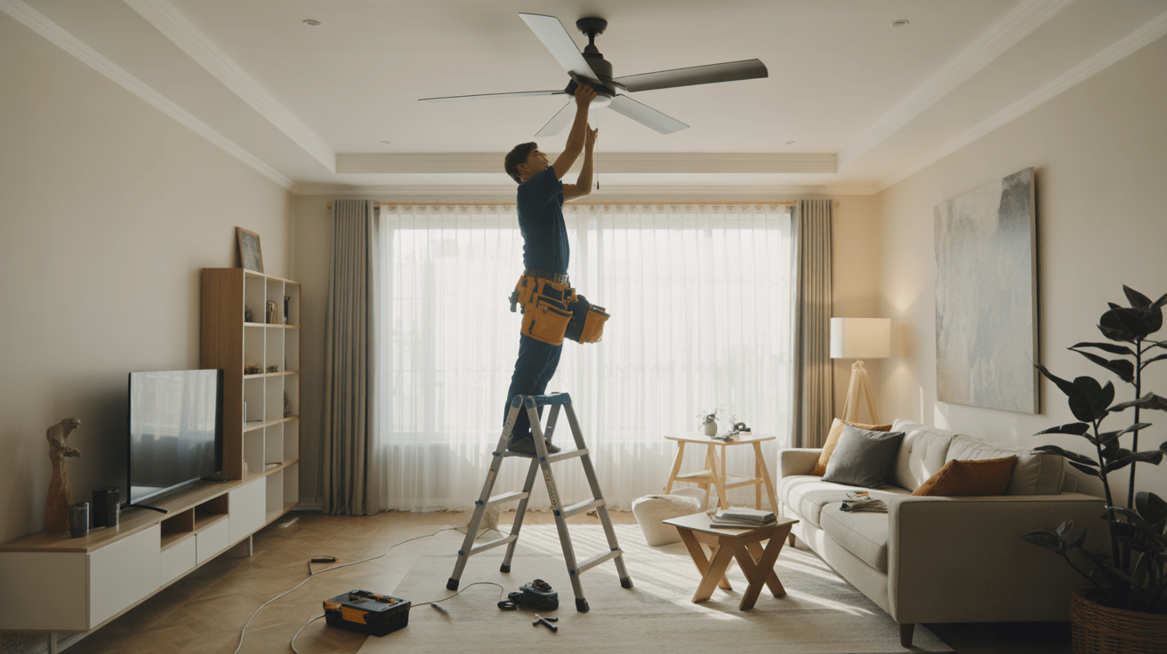 התקנת מאוורר תקרה ע"י איש מקצוע